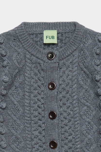 Sweter z wełny merino Aran Cardigan STEEL