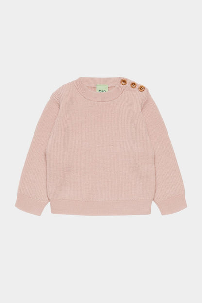 Baby-Ripppullover aus Merinowolle PALE ROSE