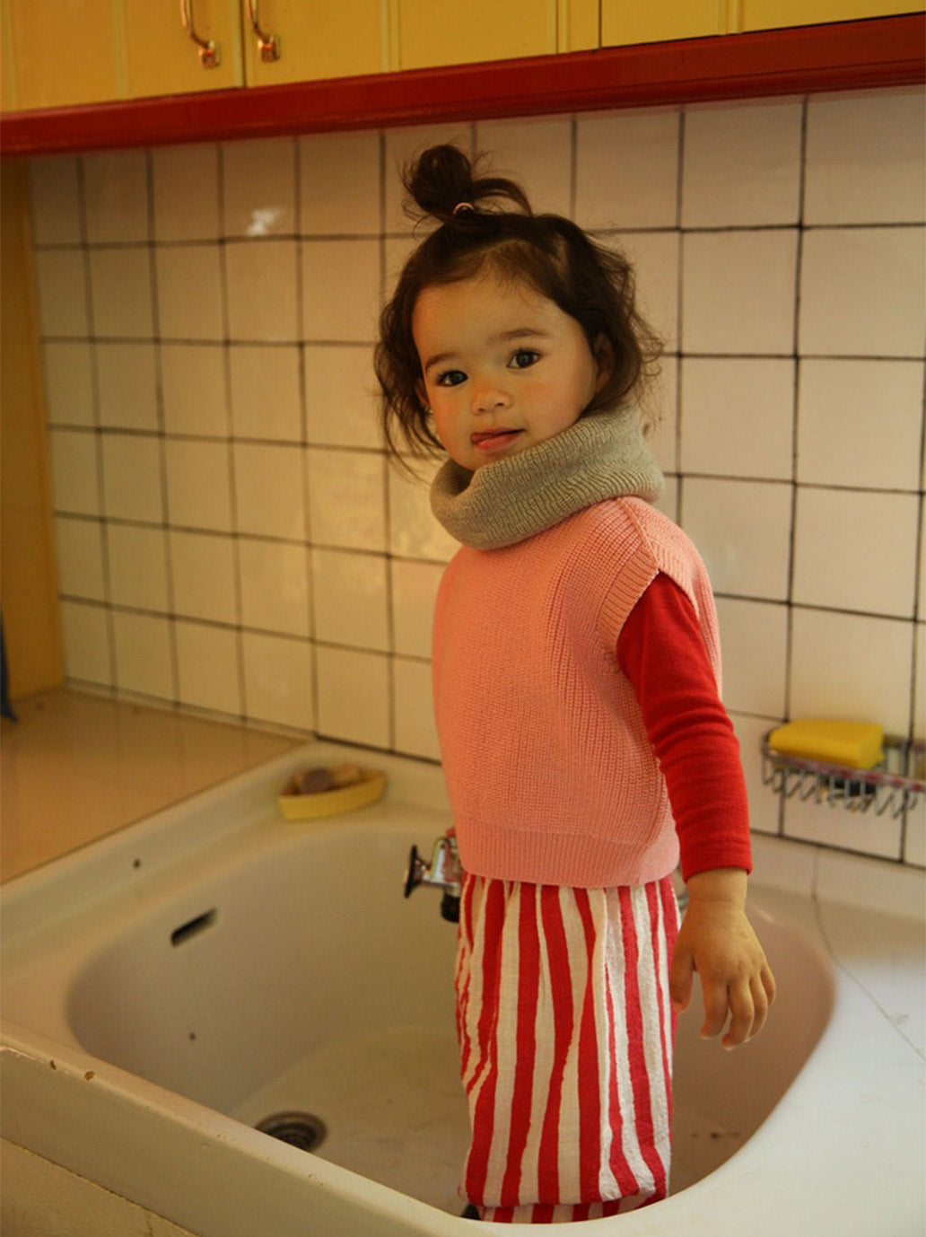 Kamizelka z wełny merino Harvey Kids BUBBLEGUM