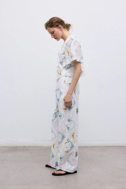 Jacinthe Woman Shirt Multicolor Embroidery The New Society BEBE Concept 