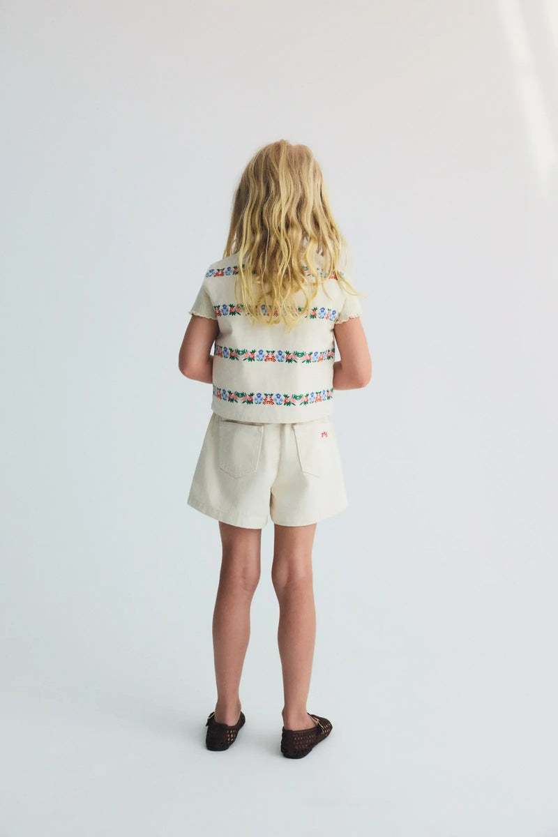 Malva Short Flower Embroidery Natural Denim The New Society BEBE Concept 