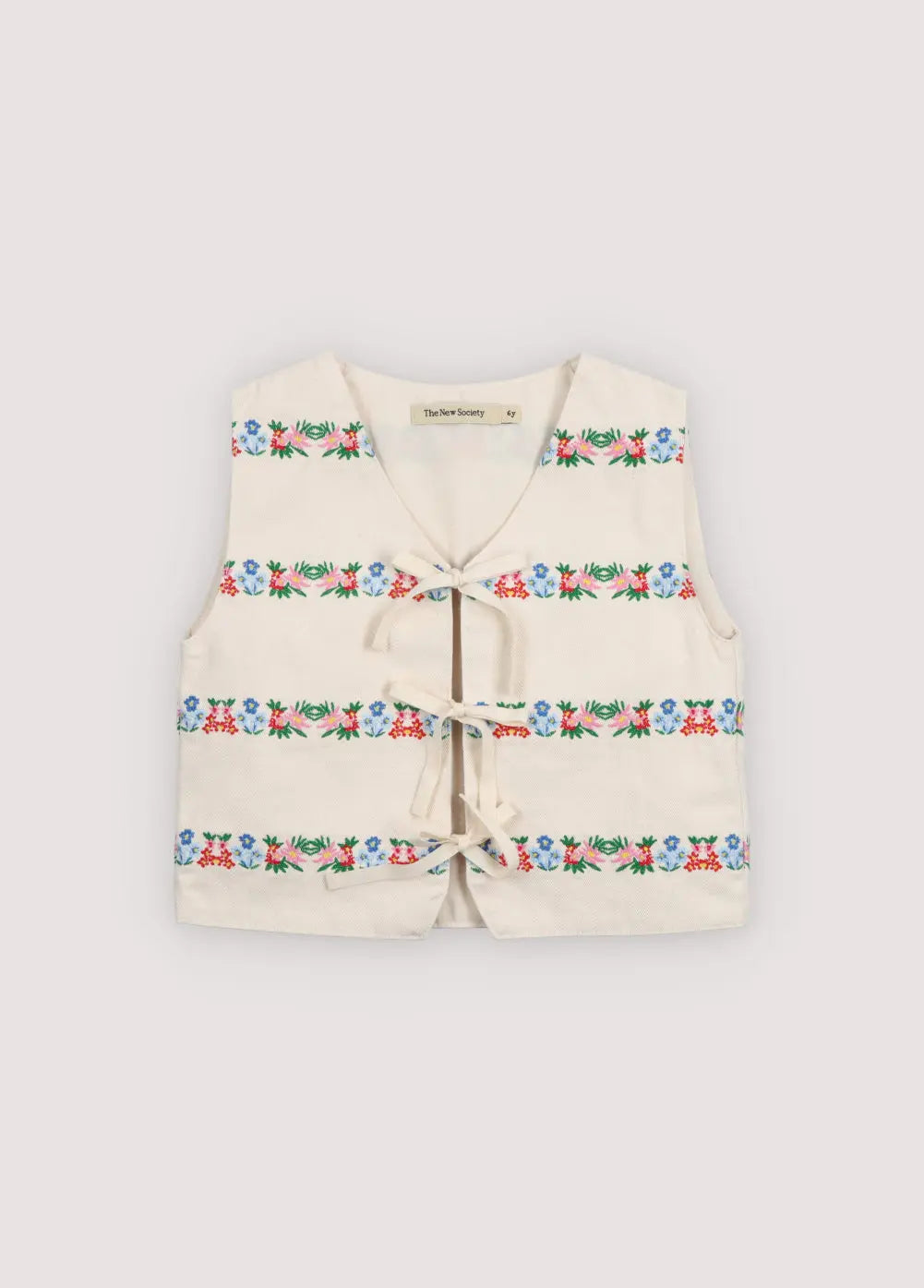 Malva Waistcoat Flower Embroidery Natural Denim The New Society BEBE Concept 