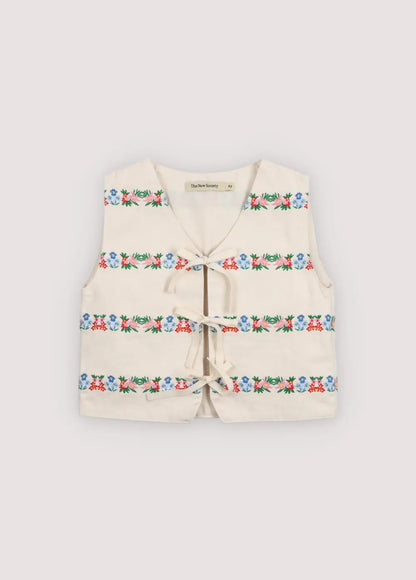 Malva Waistcoat Flower Embroidery Natural Denim The New Society BEBE Concept 