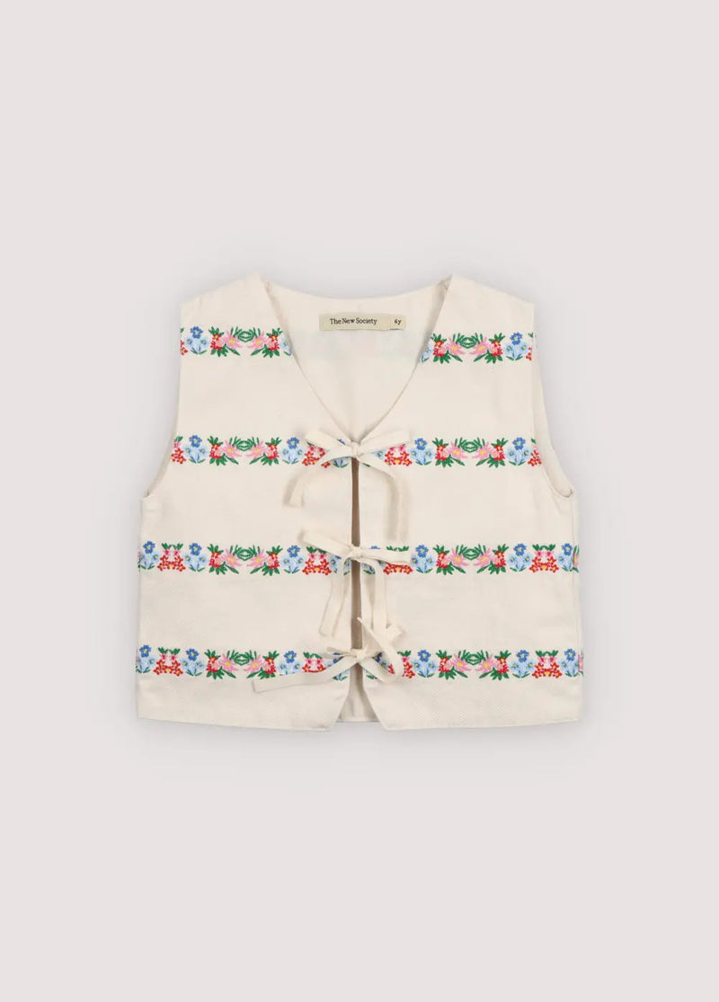 Malva Waistcoat Flower Embroidery Natural Denim The New Society BEBE Concept 