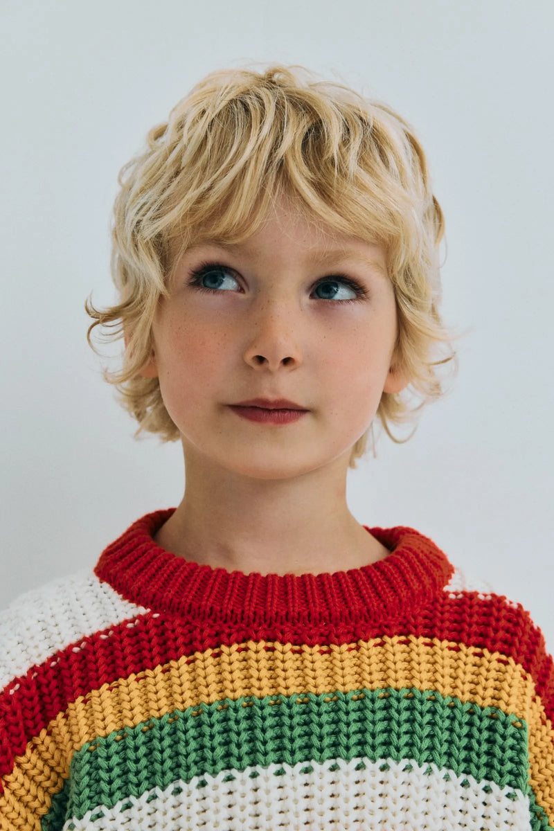 Lantana Jumper Tulip Red Knit Stripes The New Society BEBE Concept 