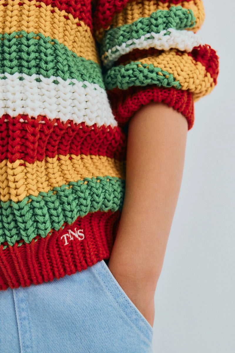 Lantana Jumper Tulip Red Knit Stripes The New Society BEBE Concept 