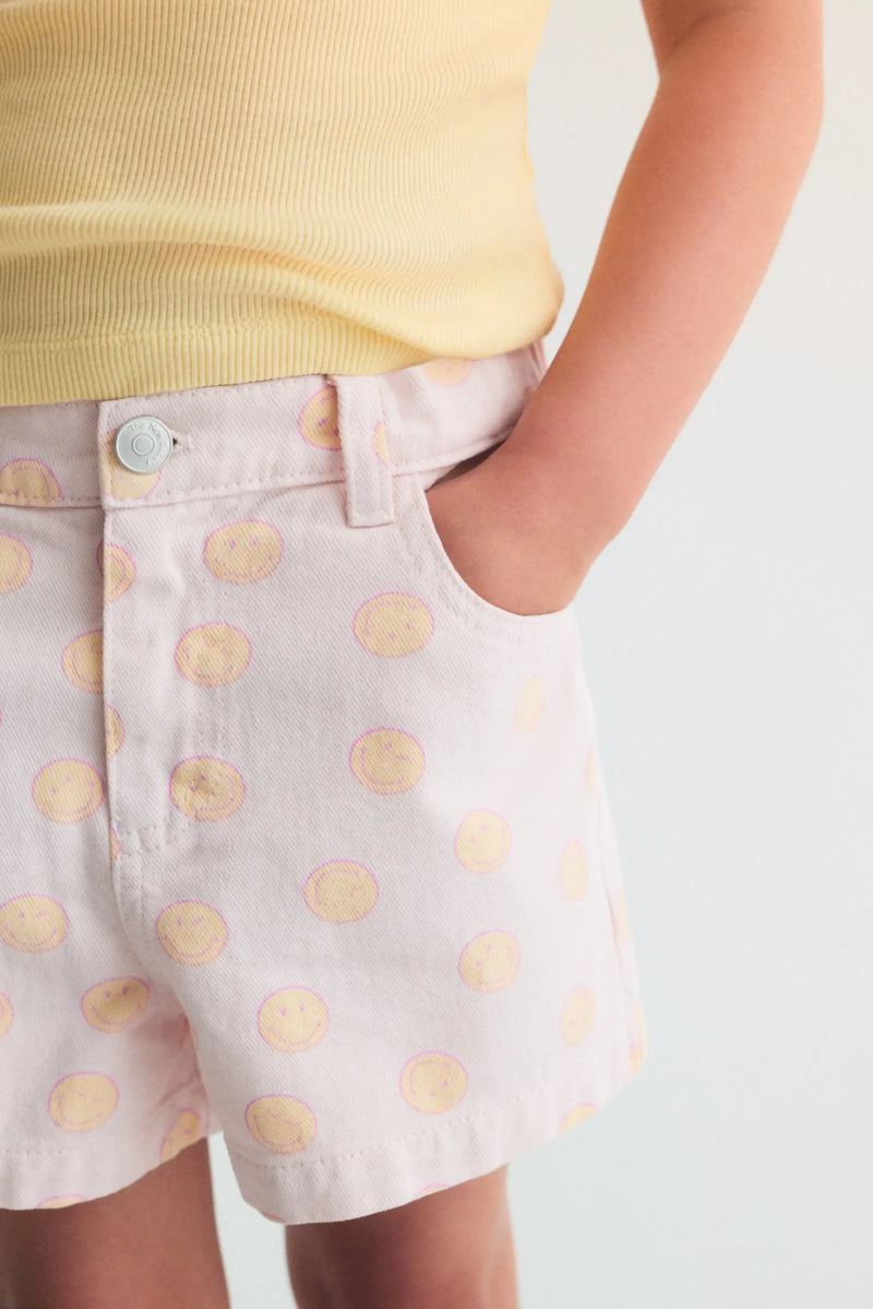 Smiley Denim Short Smiley Print The New Society BEBE Concept 