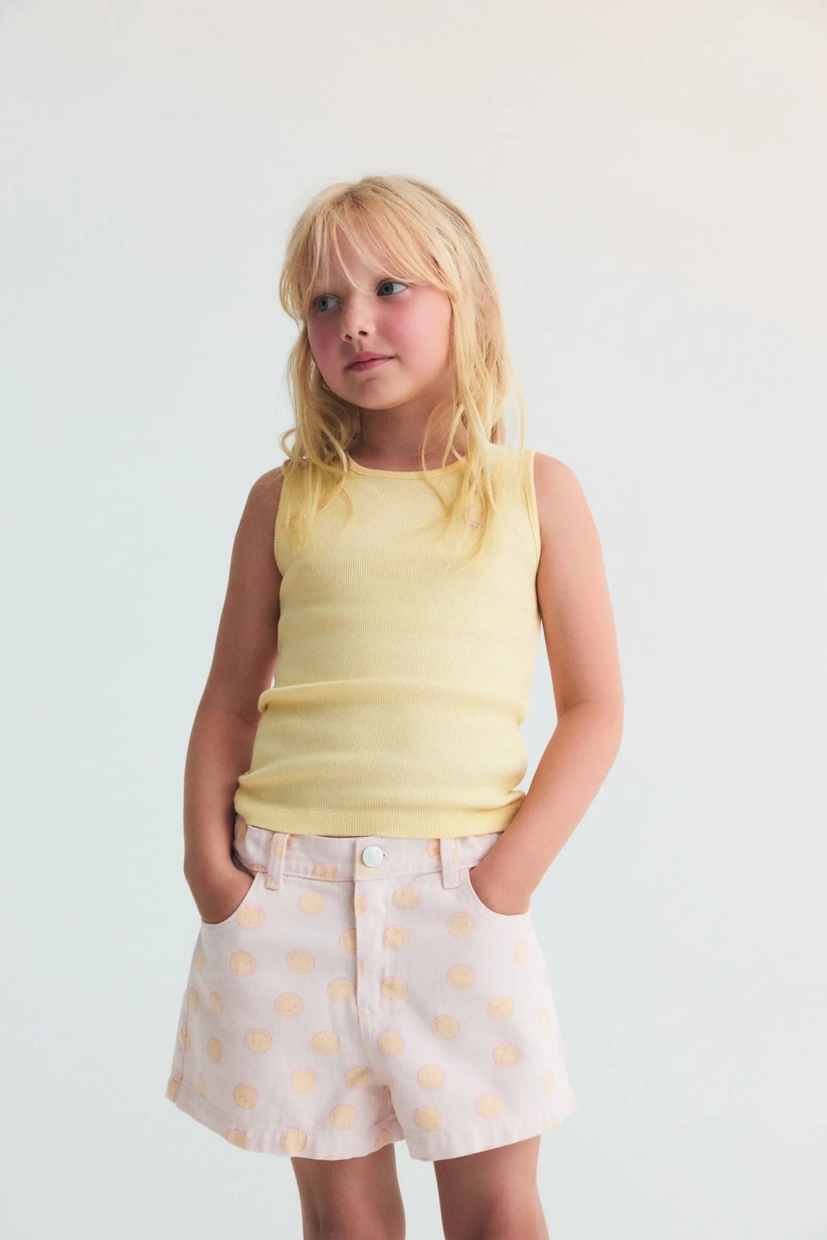 Smiley Denim Short Smiley Print The New Society BEBE Concept 