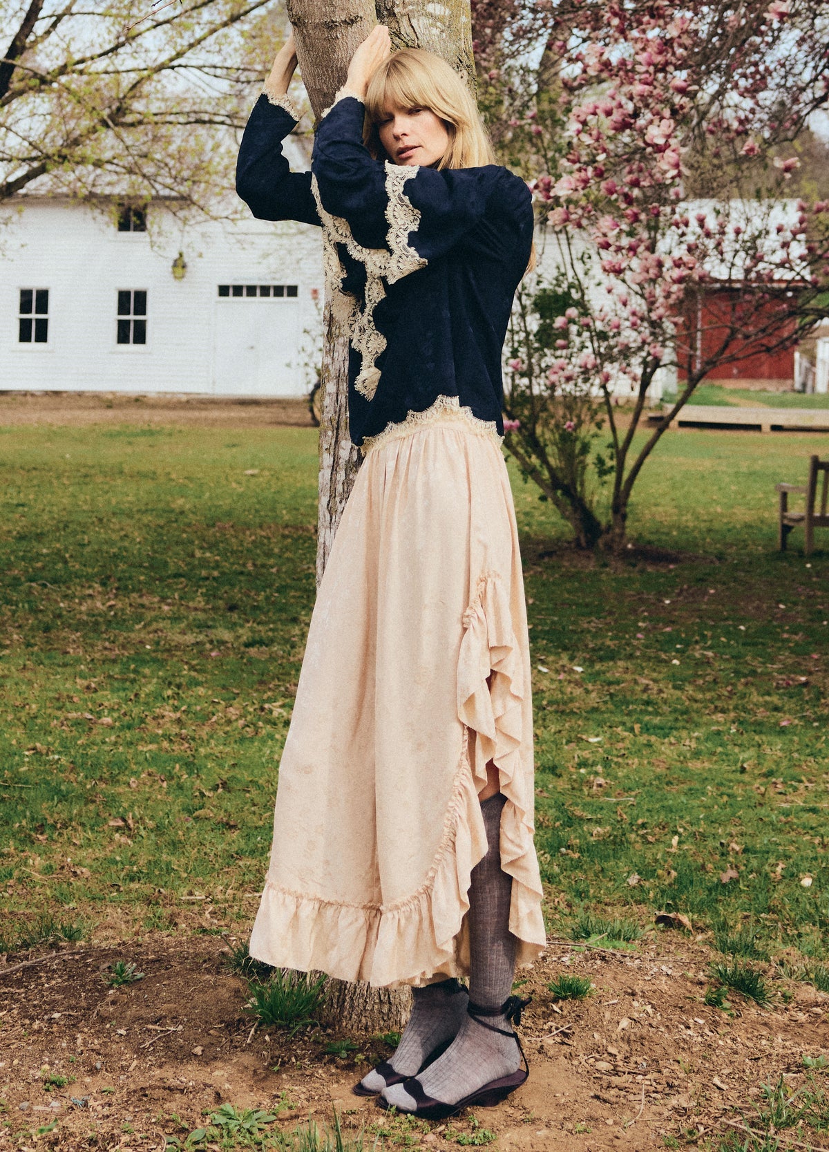 Shay Lace Ruffle Pants NUDE