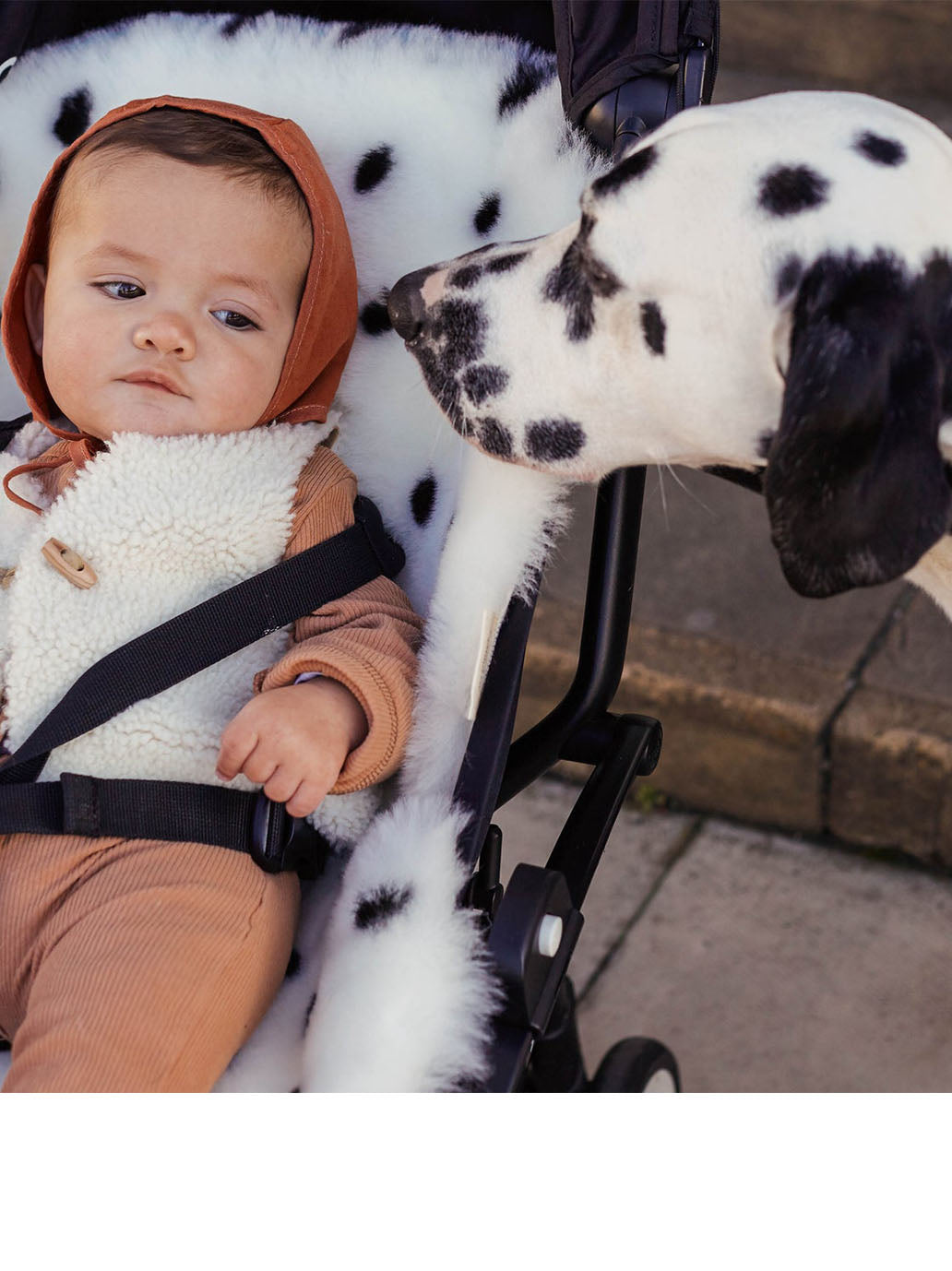 Natural sheepskin snuggler DALMATIAN