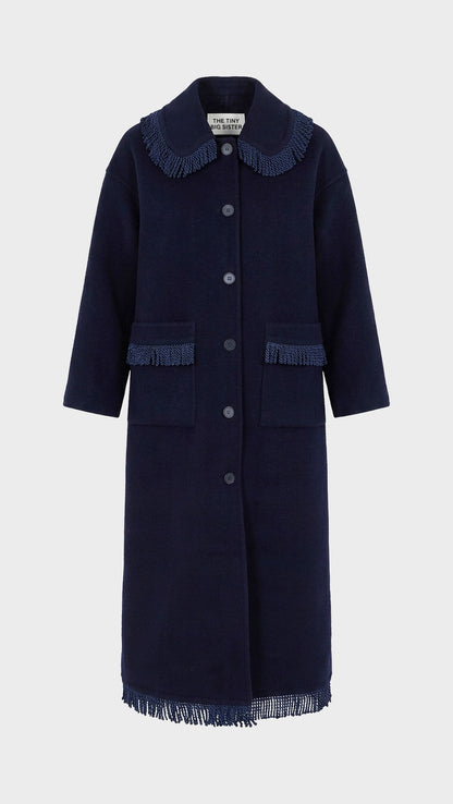 Frills Long Coat NAVY