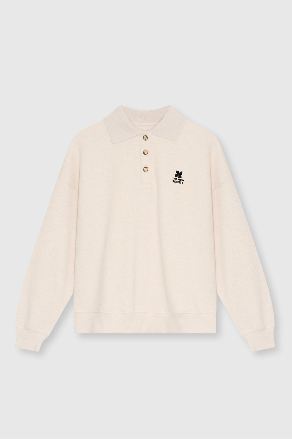 TNS Logo Damen-Polohemd, Flüsterweiß meliert WHISPER WHITE MELANGE