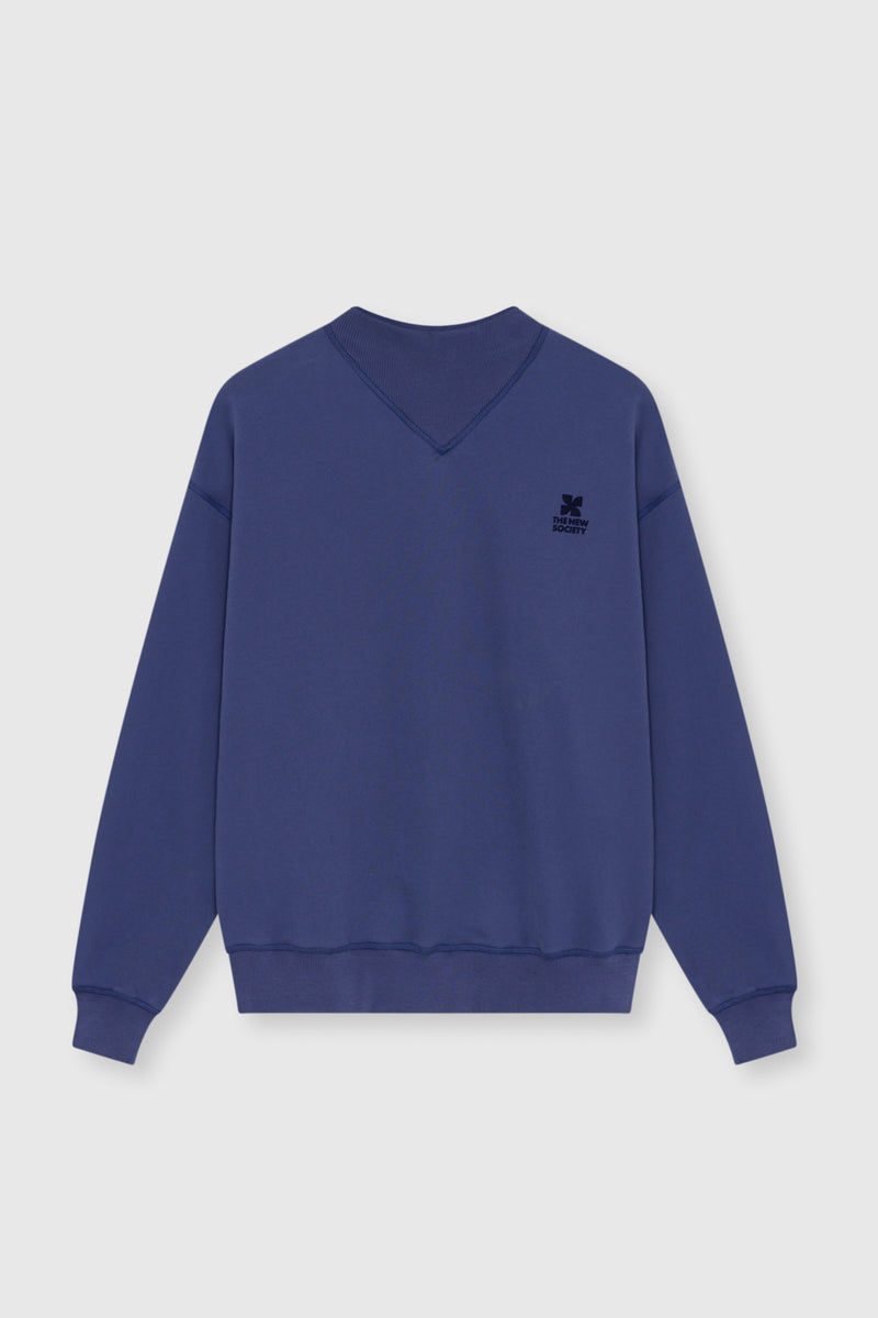TNS Logo Rippkragen Damen Sweatshirt Blau Tiefen