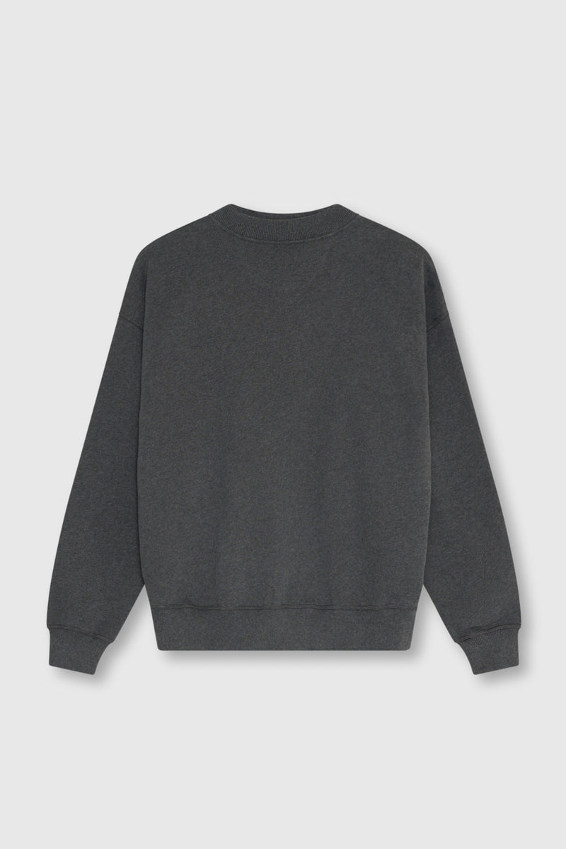 TNS Logo Rippkragen Damen Sweatshirt Dunkelgrau Melange