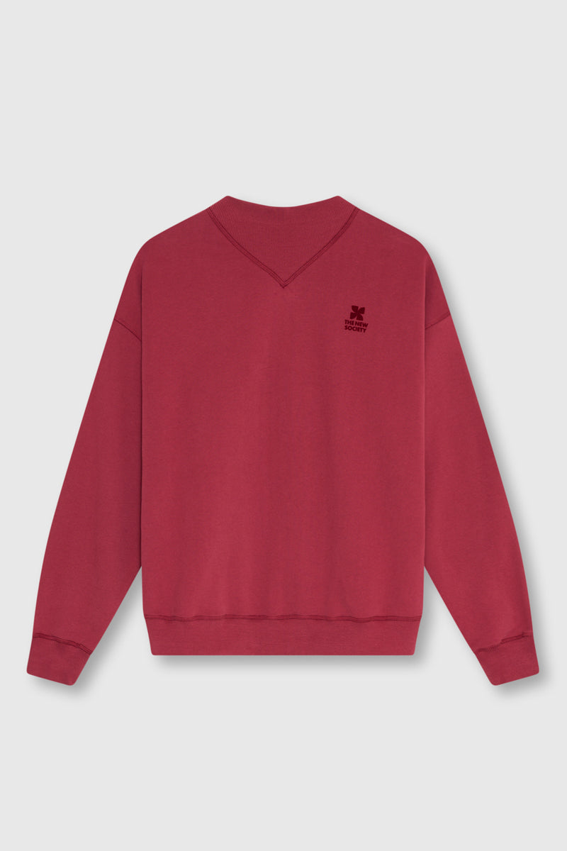 TNS Logo Damen-Sweatshirt mit Rippkragen, Rumba Rot