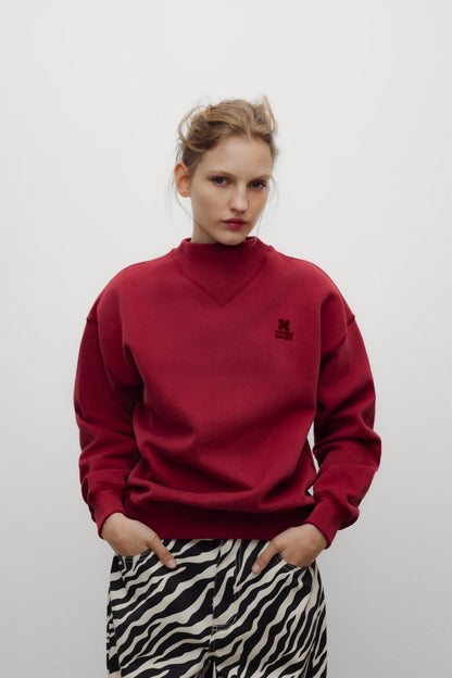 TNS Logo Rib Collar Woman Sweatshirt Rumba Red RUMBA RED