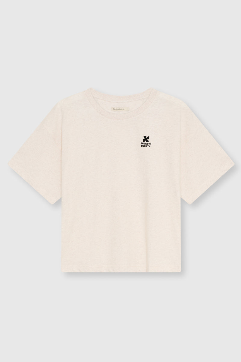 TNS Logo Damen-T-Shirt, Flüsterweiß meliert